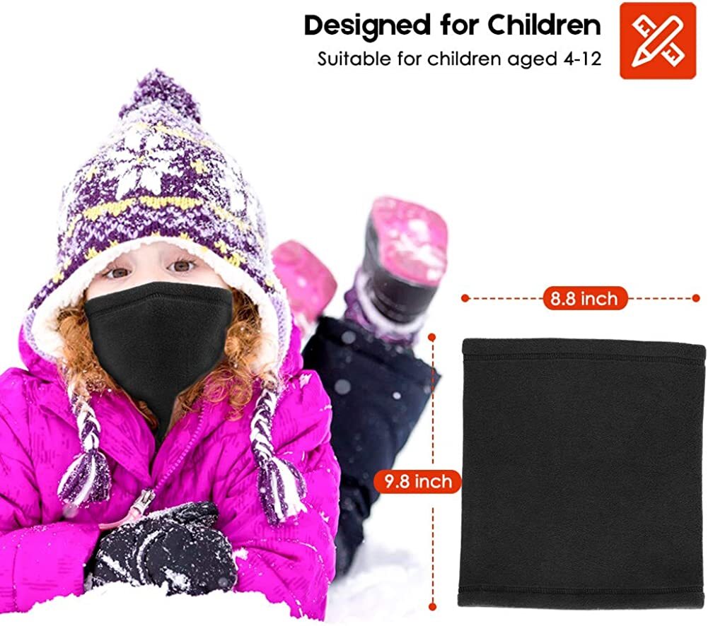 Kids Fleece Neck Warmer Winter Gaiter Balaclava for Skiing & Cold Weather