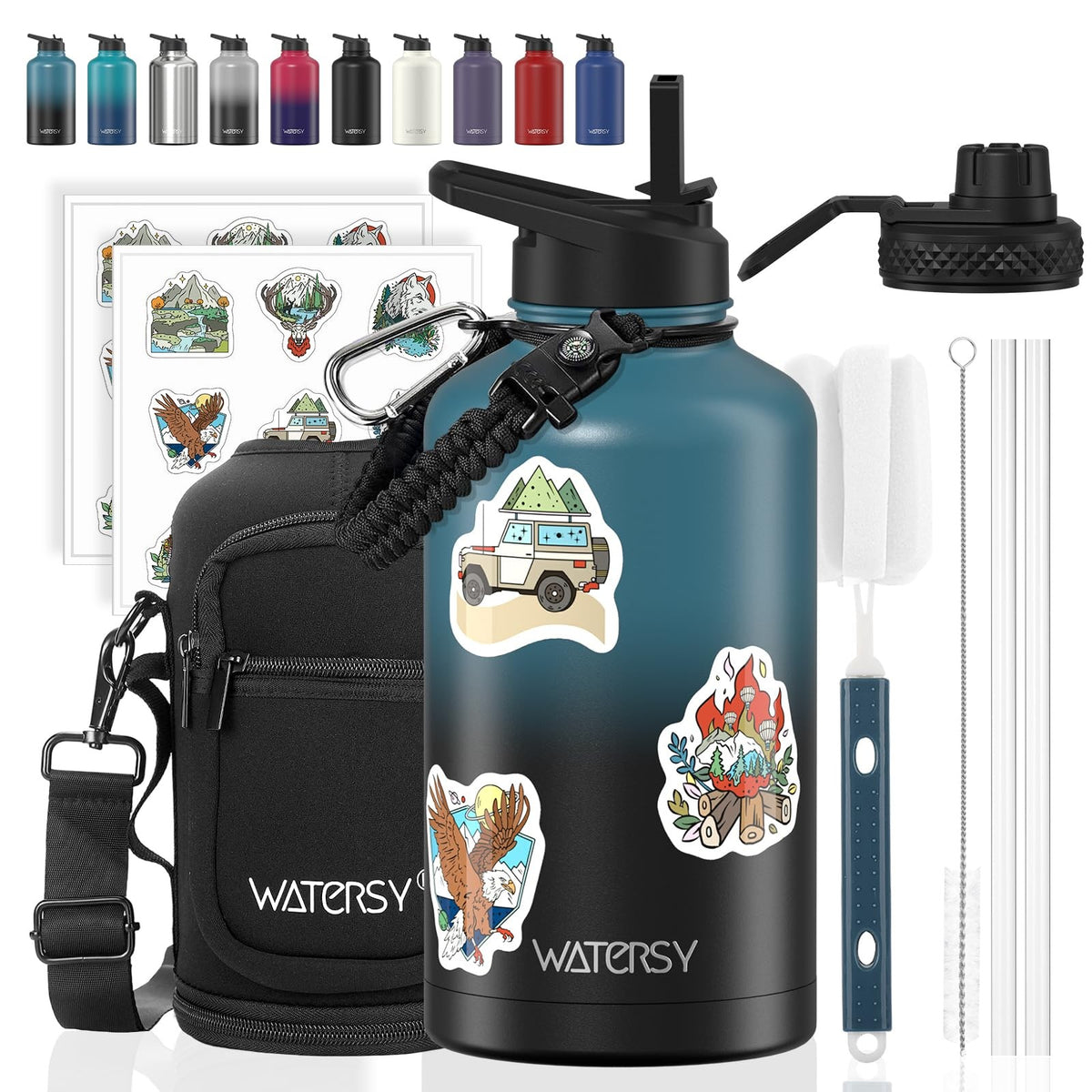 64oz Insulated Water Bottle - Keeps Drinks Cold 48H BPA-Free Stainless Steel
