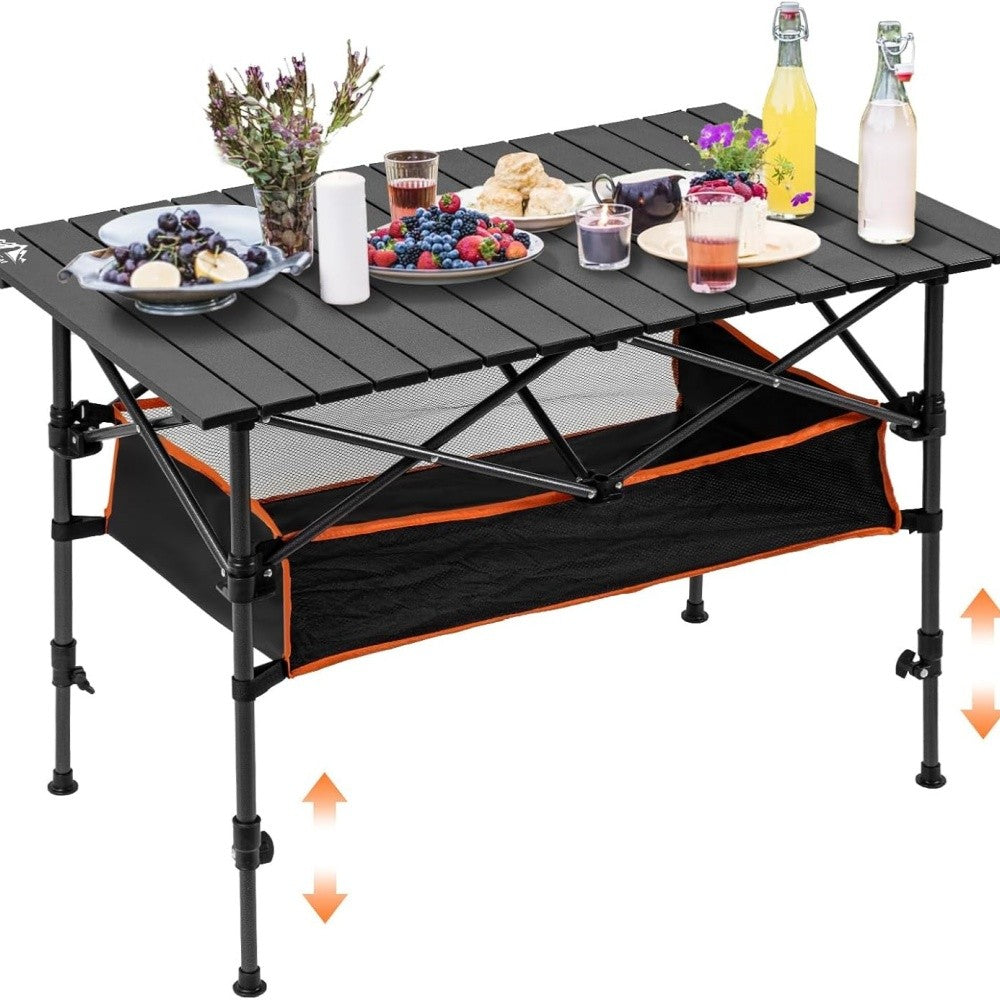Portable Folding Camping Table with Adjustable Height & Carry Bag