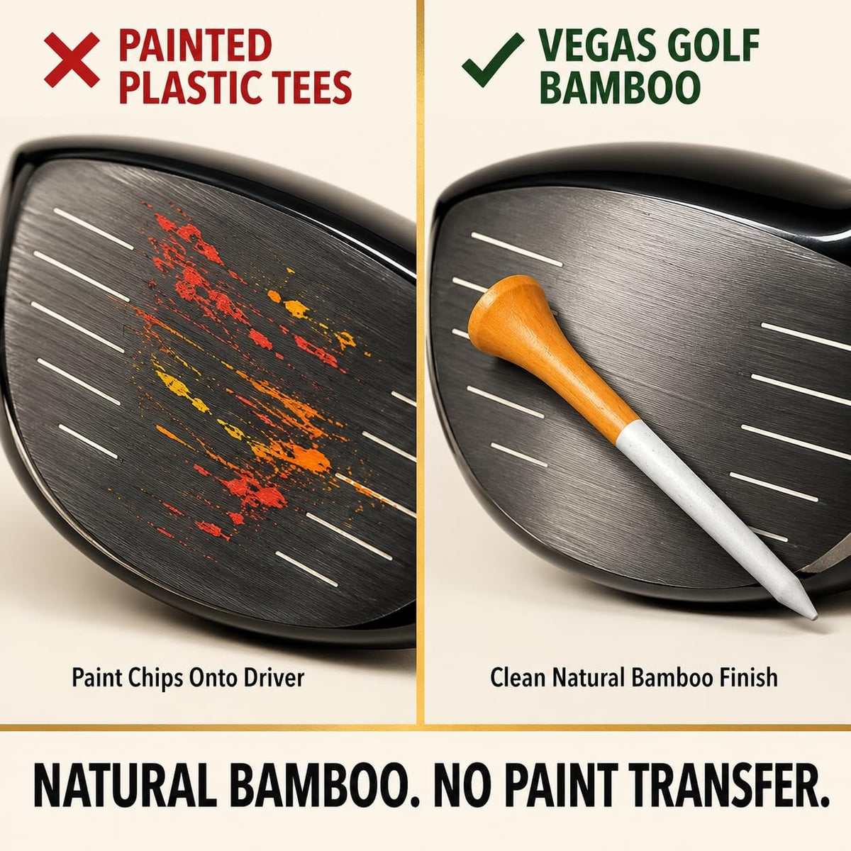 Golf Tees 10 Pack - Premium Bamboo 3.25 Inch Golf Accessories for Men & Women