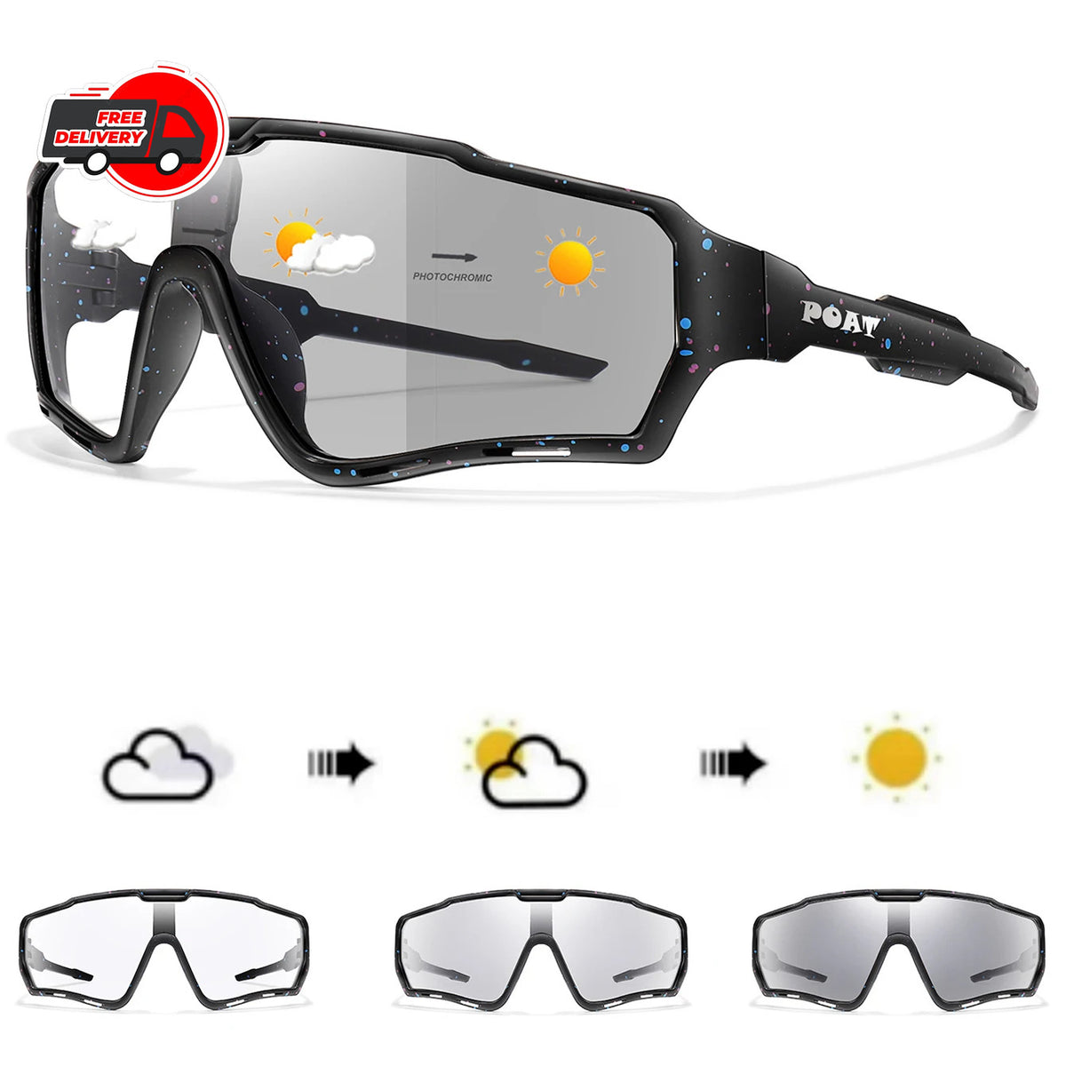Photochromic Cycling Sunglasses Sports Eyewear UV400 UV-Change MTB Running Fishing