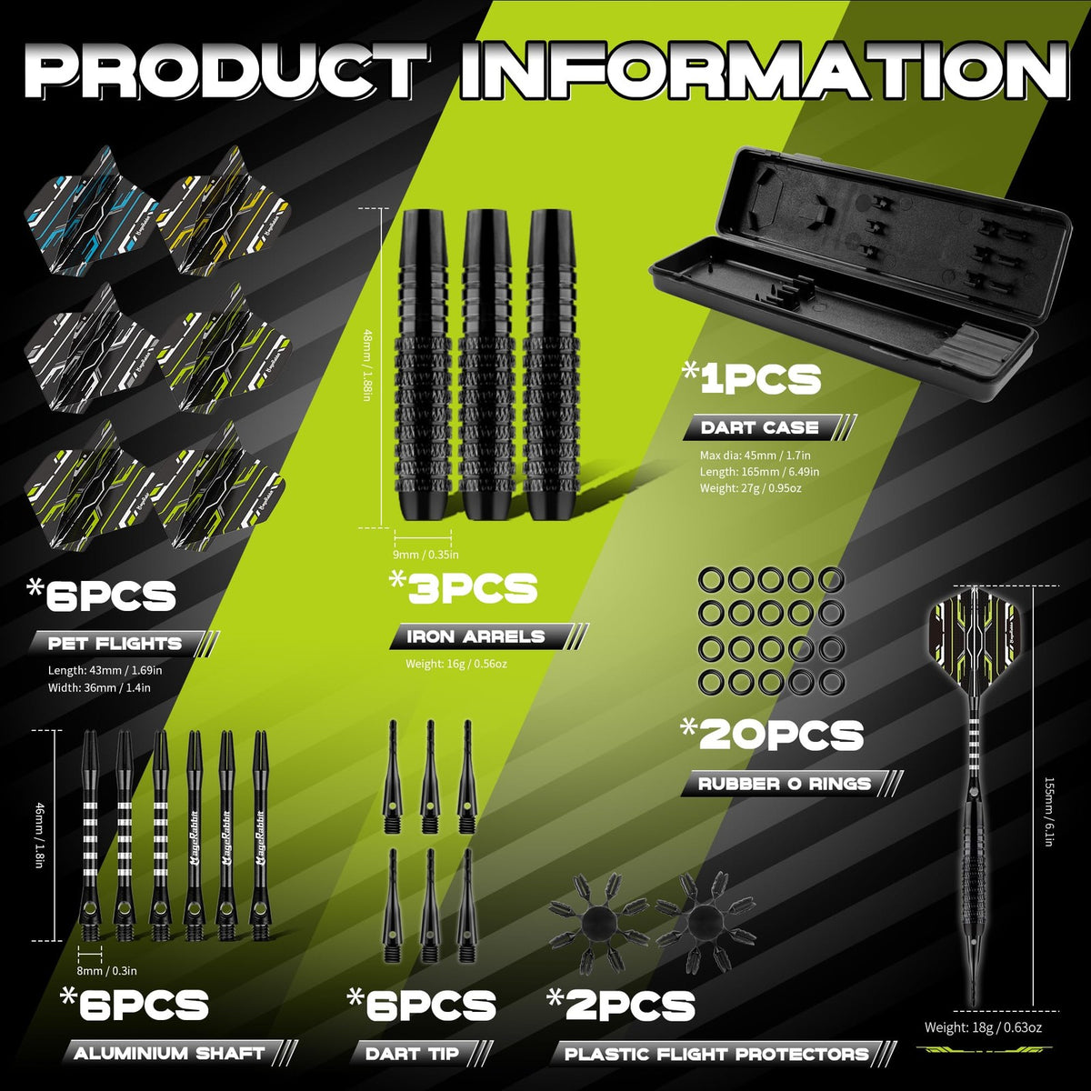 Soft Tip Darts Set 18g 3-Pack with Extra Tips — Includes Flights, Shafts & Case