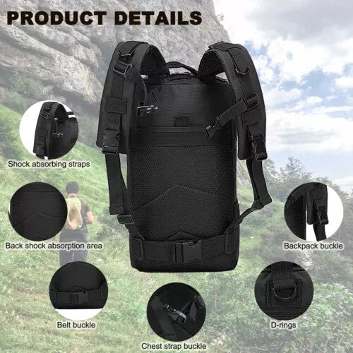 30L Military Tactical Backpack Waterproof Hiking Rucksack Travel Bag