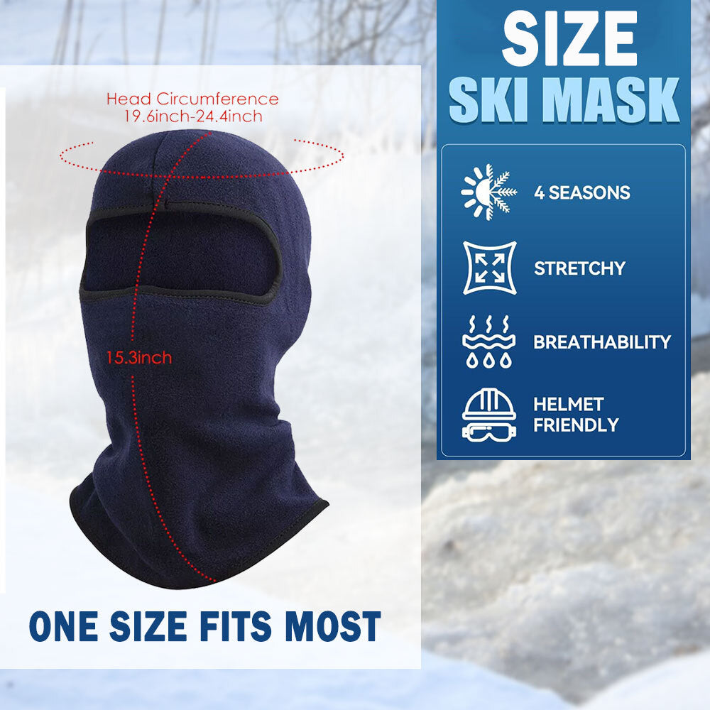 Full Face Ski Mask Balaclava Windproof Fleece Head Cover for Winter Sports