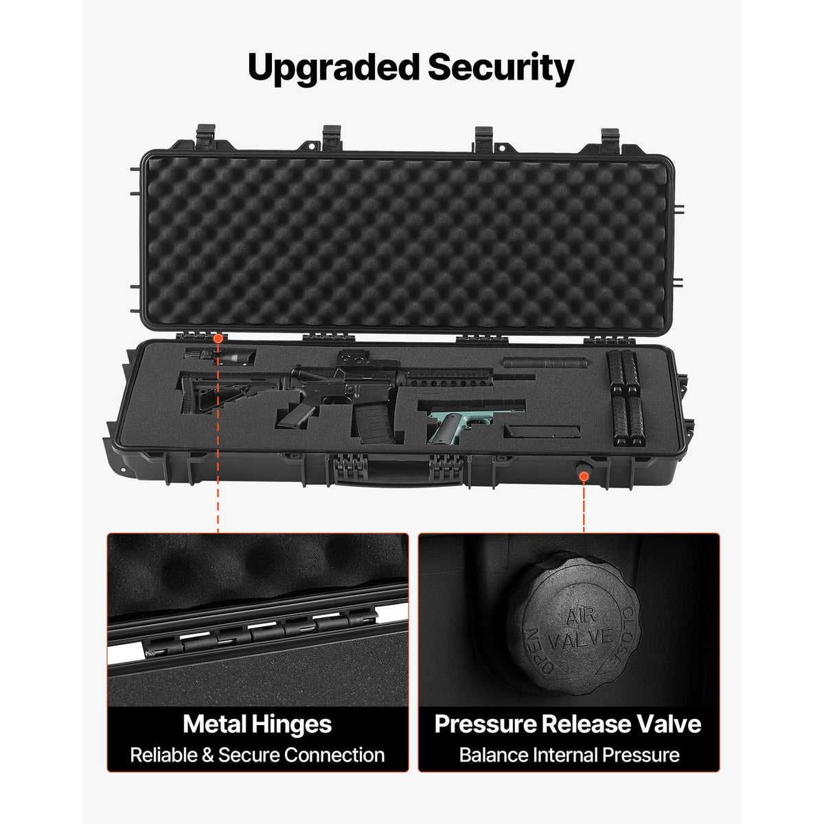 Waterproof Rifle Case with Custom Foam Storage - IP67 Black