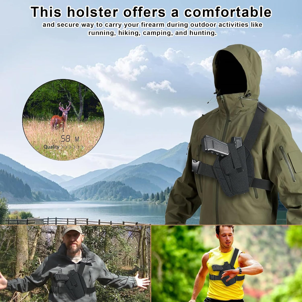 Universal Chest Holster for Pistols - Adjustable Shoulder Carry for Outdoors