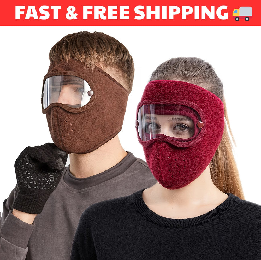 Windproof Warm Face Mask with Detachable Anti-Fog Goggles Unisex