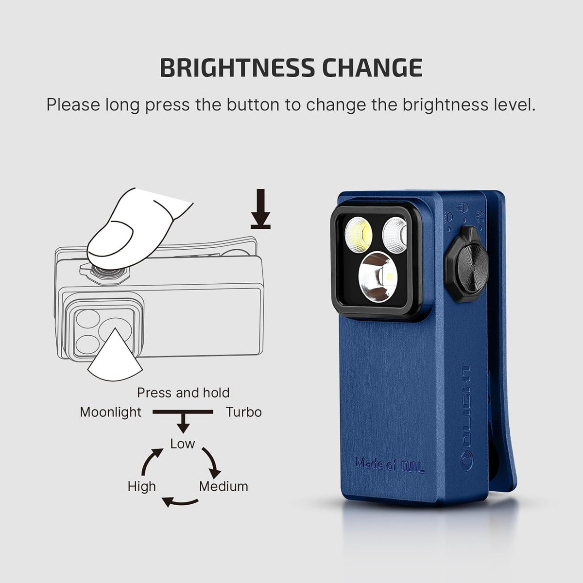 Rechargeable LED Clip-On Flashlight with UV Mode - 530 Lumens, USB-C