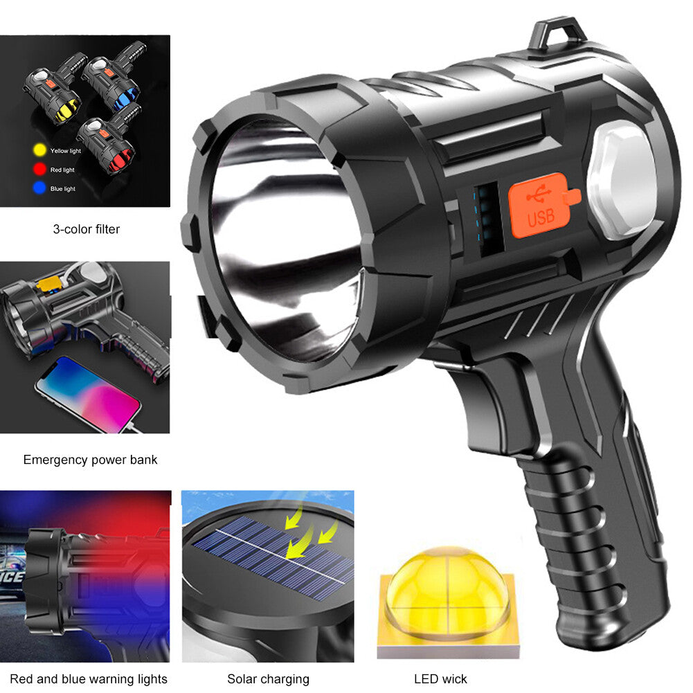 High-Power Handheld Rechargeable Flashlight 30 Million Lumens, Waterproof