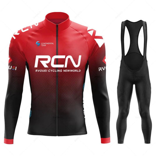Unisex Cycling Jersey Set with Long Bib Pants for MTB Road Bike