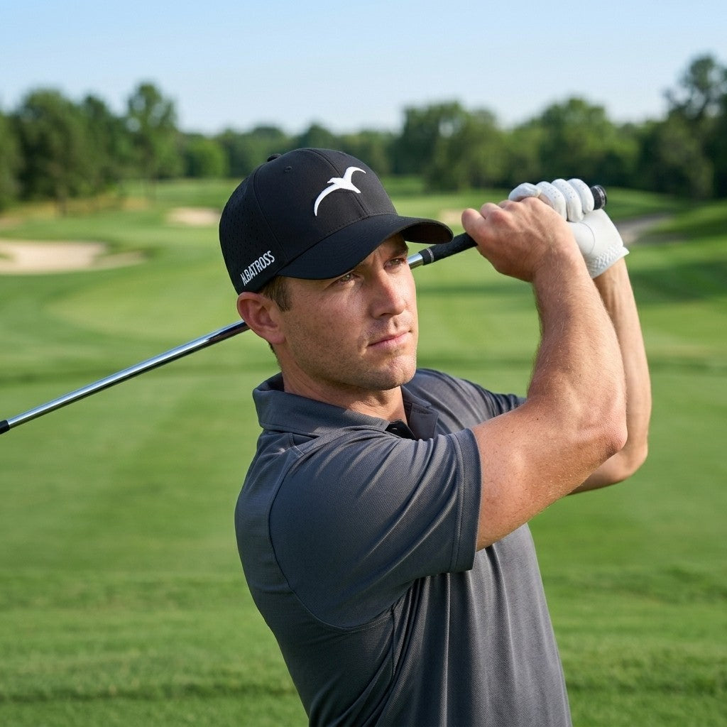 Performance Golf Hat - Adjustable Black Sun Protection for Men & Women