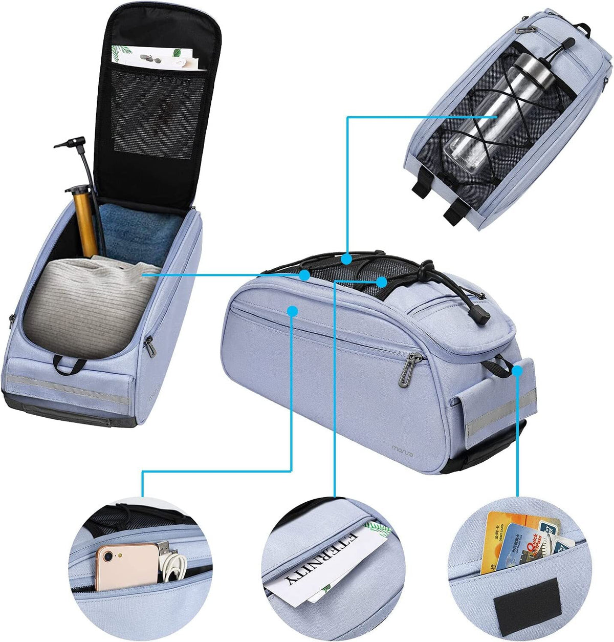 Waterproof Bicycle Rack Bag with Large Capacity and Reflective Strip - Rear Seat Pouch for Cycling