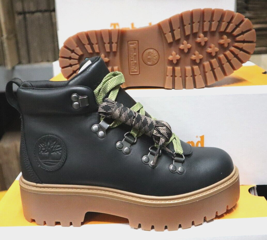 Timberland Mid Lace Boot - Black Full Grain Leather Women's Size 7.5
