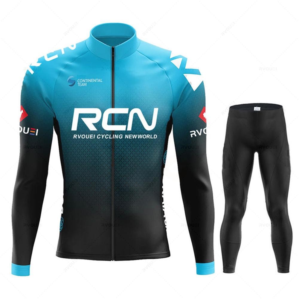 Unisex Cycling Jersey Set with Long Bib Pants for MTB Road Bike