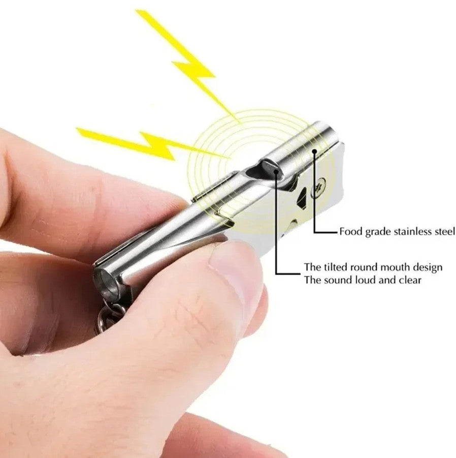 Ultra-Loud Double Tube Survival Whistle Keychain Emergency Tool 180dB