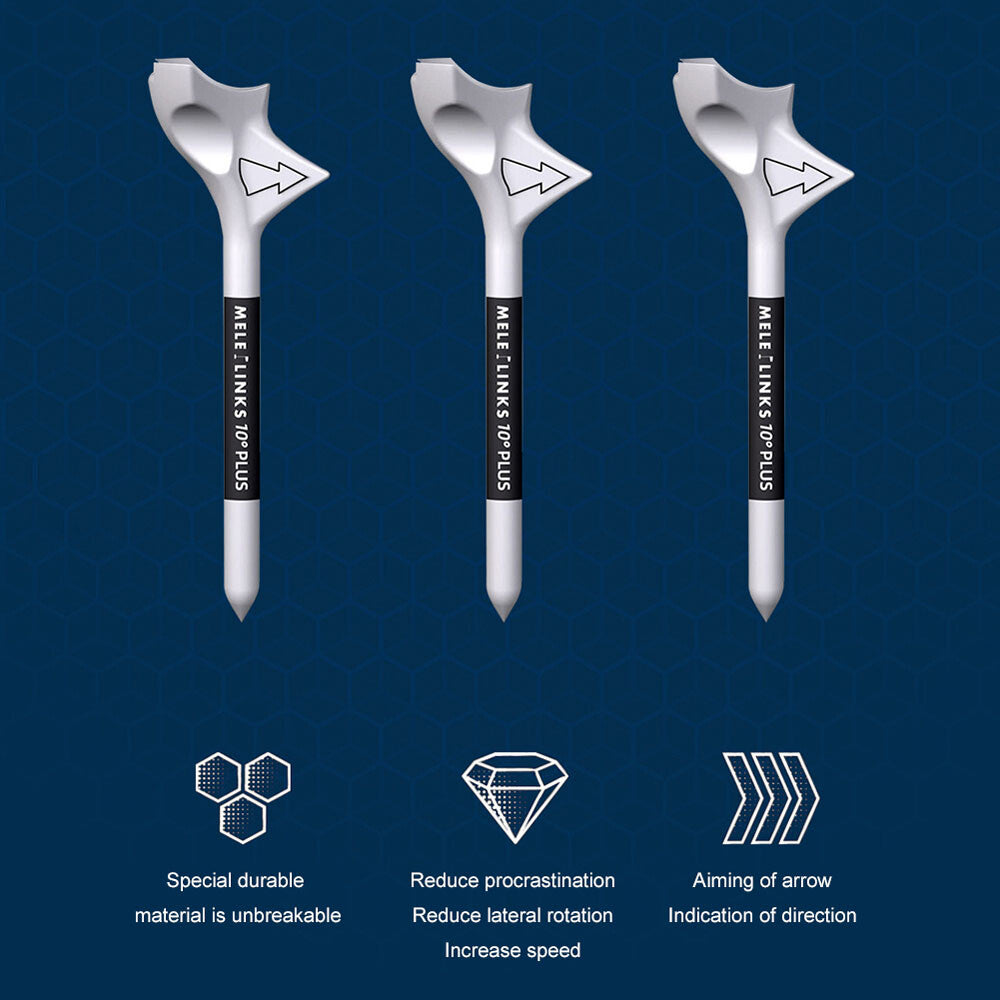 10-Pack Golf Tees 10° Oblique Diamond Shape Impact-Resistant Support Base