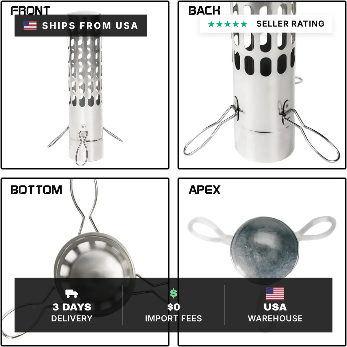 Stainless Steel Chimney Rain Cap & Spark Arrestor for 2.36 Inch Stove Pipe