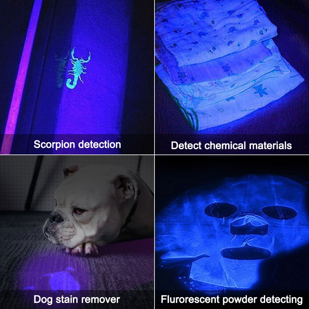 30W UV Black Light Flashlight for Pet Stain Detection - USB Rechargeable