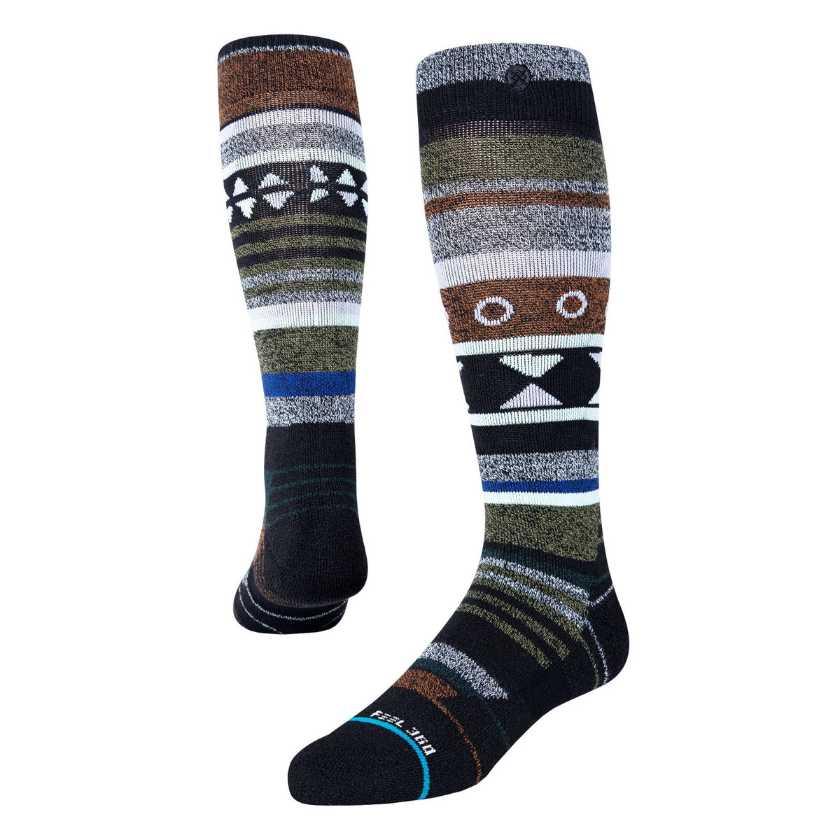 Ski & Snowboard Socks with Arch Support Merino Wool Blend - OTC Trail Geo Stripe
