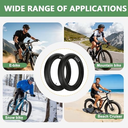 Fat Bike Inner Tubes 20/24/26x3.0 - 2 Pack for Mountain & E-Bikes