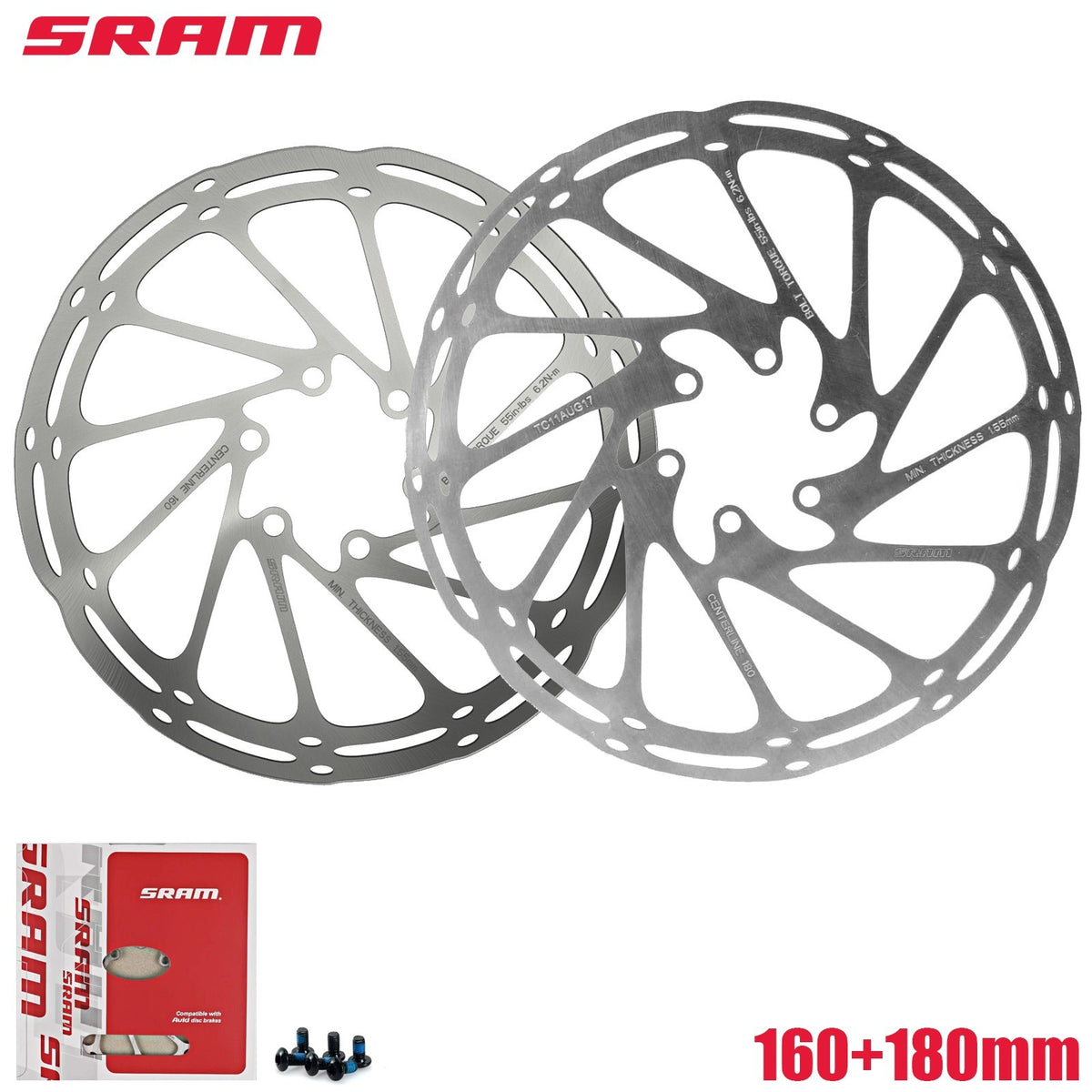 Disc Brake Rotor 6-Bolt MTB Road Bike Compatible with SRAM and Avid
