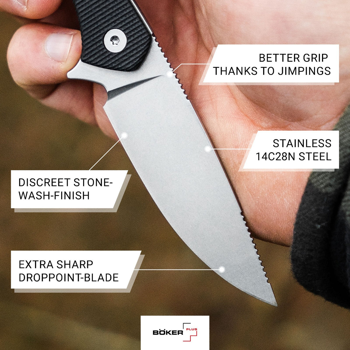 Fixed Blade Hunting Knife with 14C28N Steel and G10 Handle - Outdoor EDC