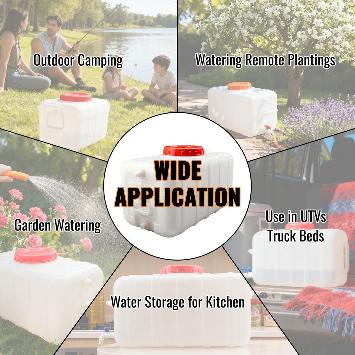 Portable Water Tank with Spigot and Hose for Camping Emergency Water Storage