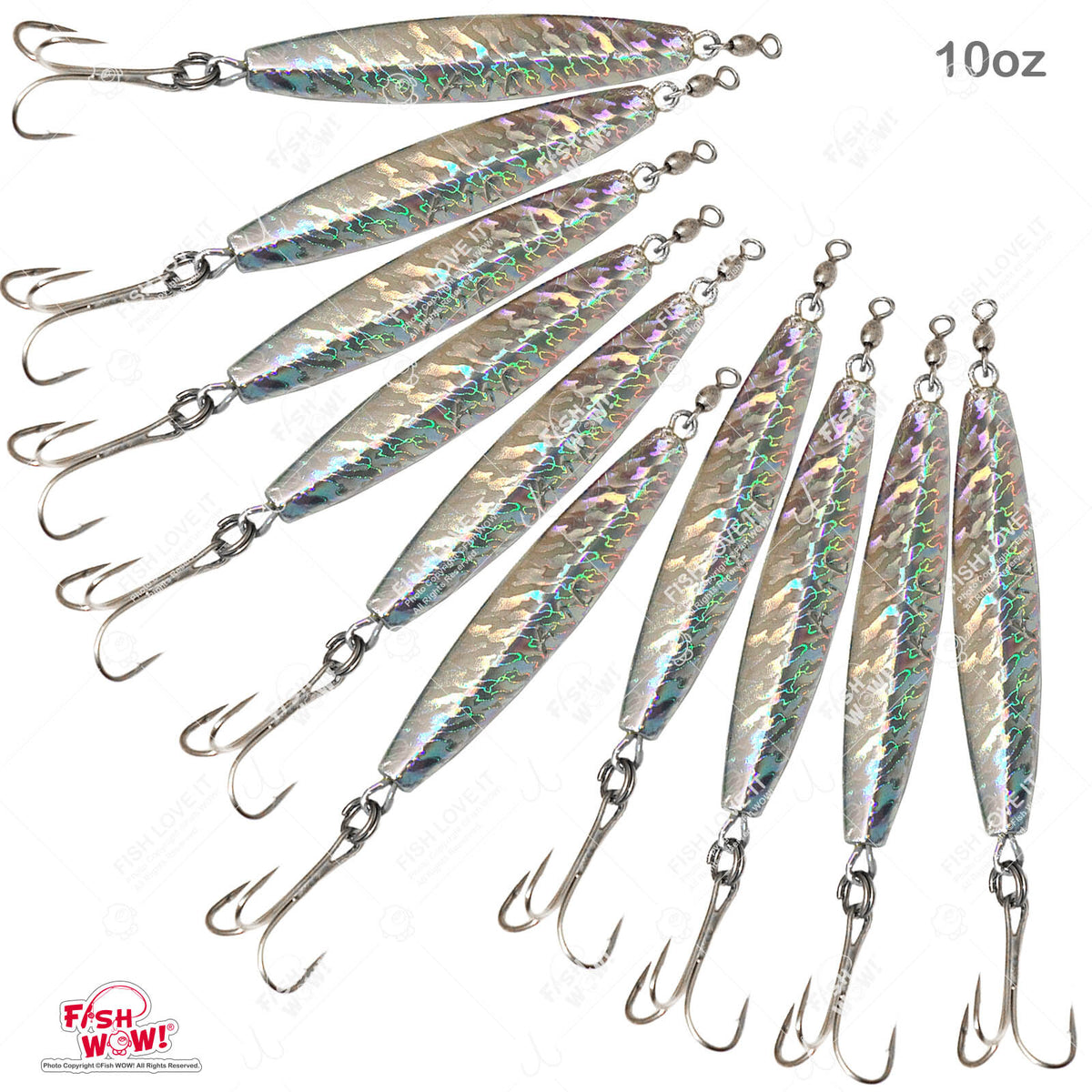 10pcs 10oz Fishing Diamond Jig with Treble Hook - Saltwater Lure