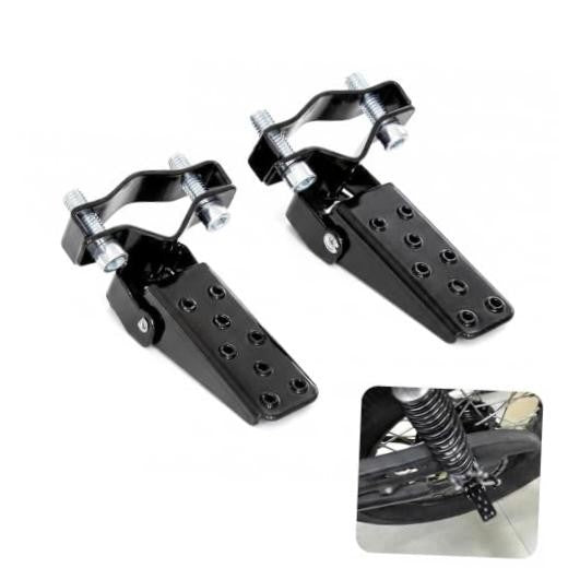 Heavy Duty Steel Motorcycle Foot Pegs - Folding Passenger Support, Rustproof