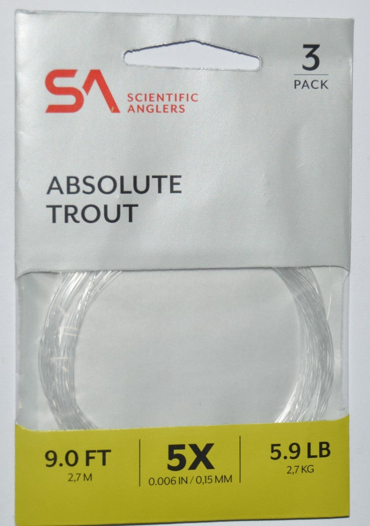 Scientific Anglers Absolute Trout Leaders 9ft 5X 5.9lb Dry Flies Nymphs