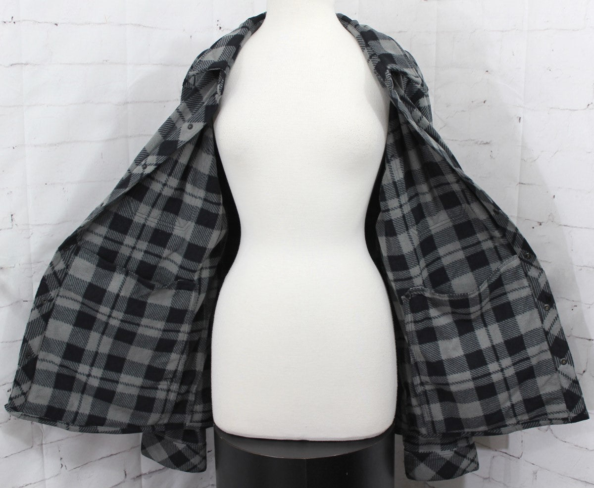 686 Sierra Fleece Button-Up Flannel Men’s XL Charcoal Plaid Cold Weather Shirt
