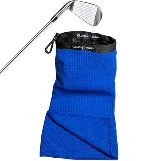 Microfiber Golf Towel with Cleaning Scrub Pouch - Multiple Colors