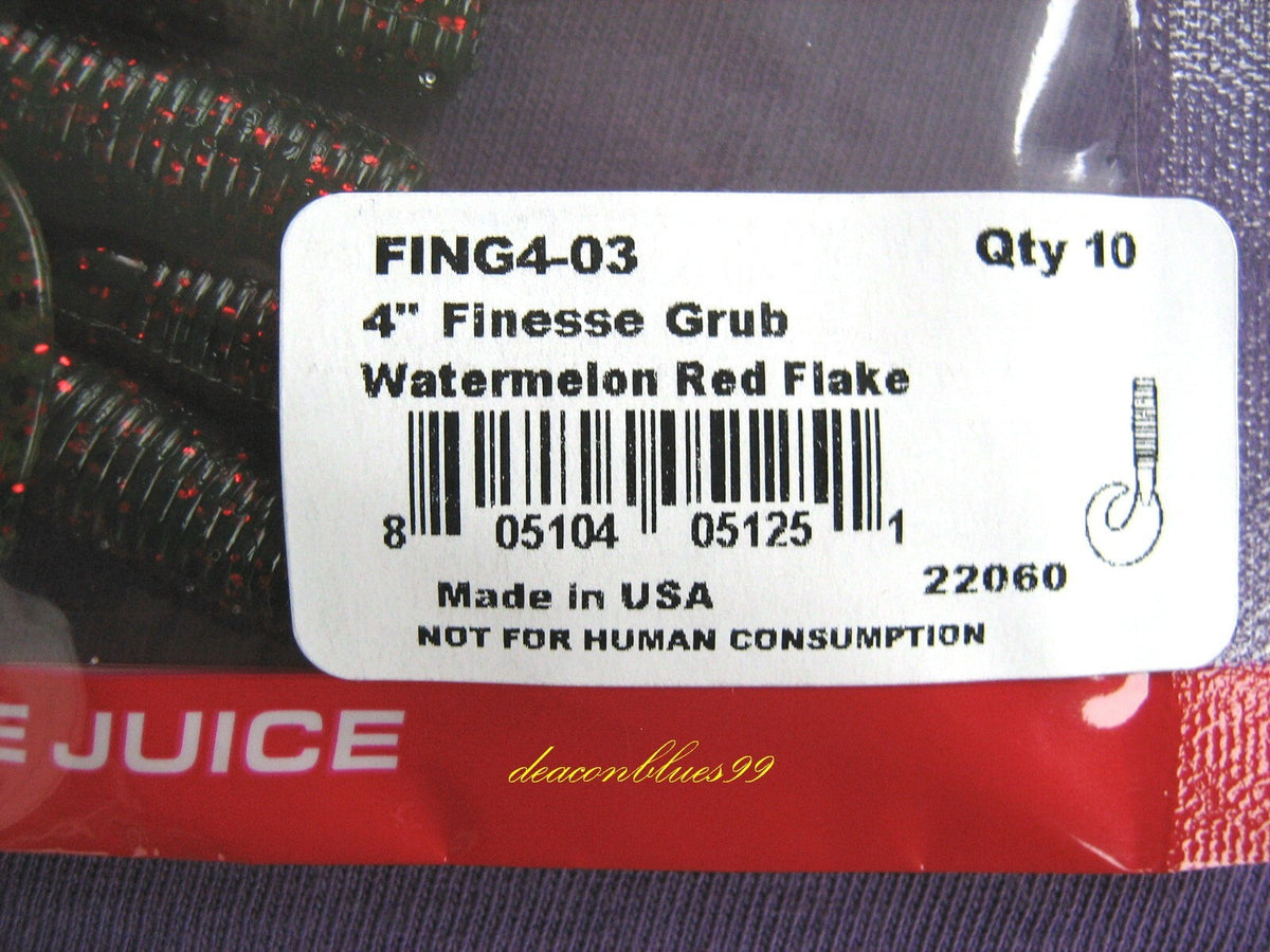 2 Packs 4-Inch Finesse Grub Baits Watermelon Red Flake for Freshwater & Saltwater Fishing