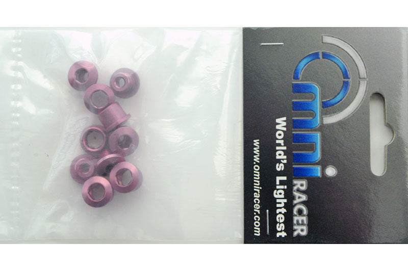 Lightweight Bicycle Chainring Bolts - Fits Shimano, Sram, BMX Pink