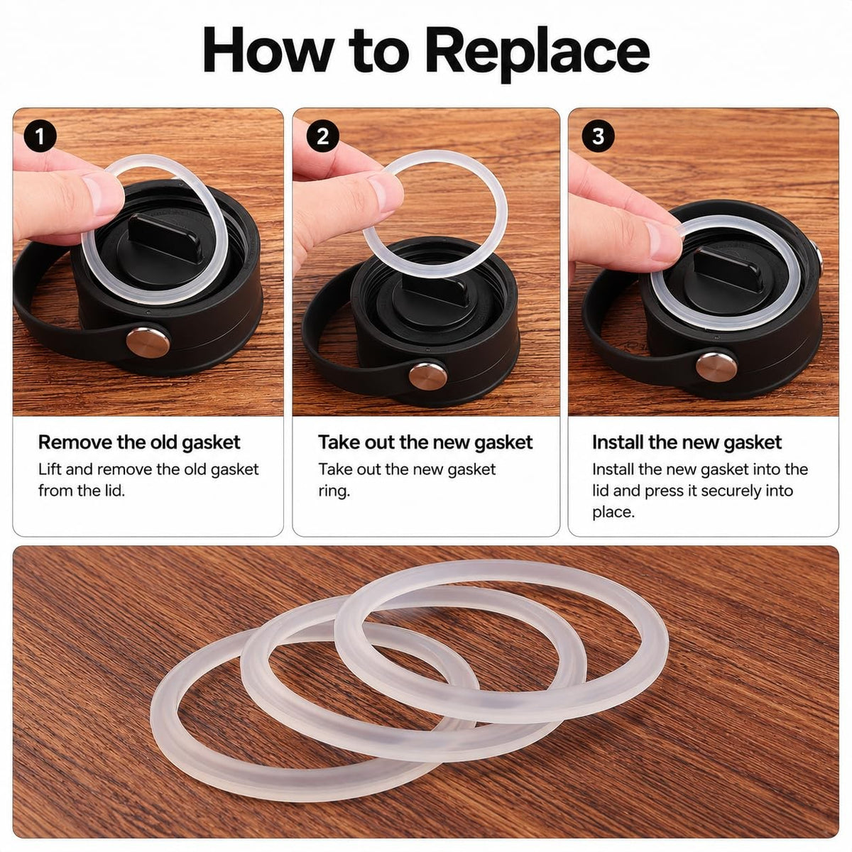 Rubber Gasket Seal O-Ring for Hydro Flask Wide Mouth Water Bottles - 6 Pack