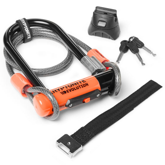 Kryptonite Evolution Mini-7 U-Lock with 4ft Cable & Bracket - High Security Bicycle Lock