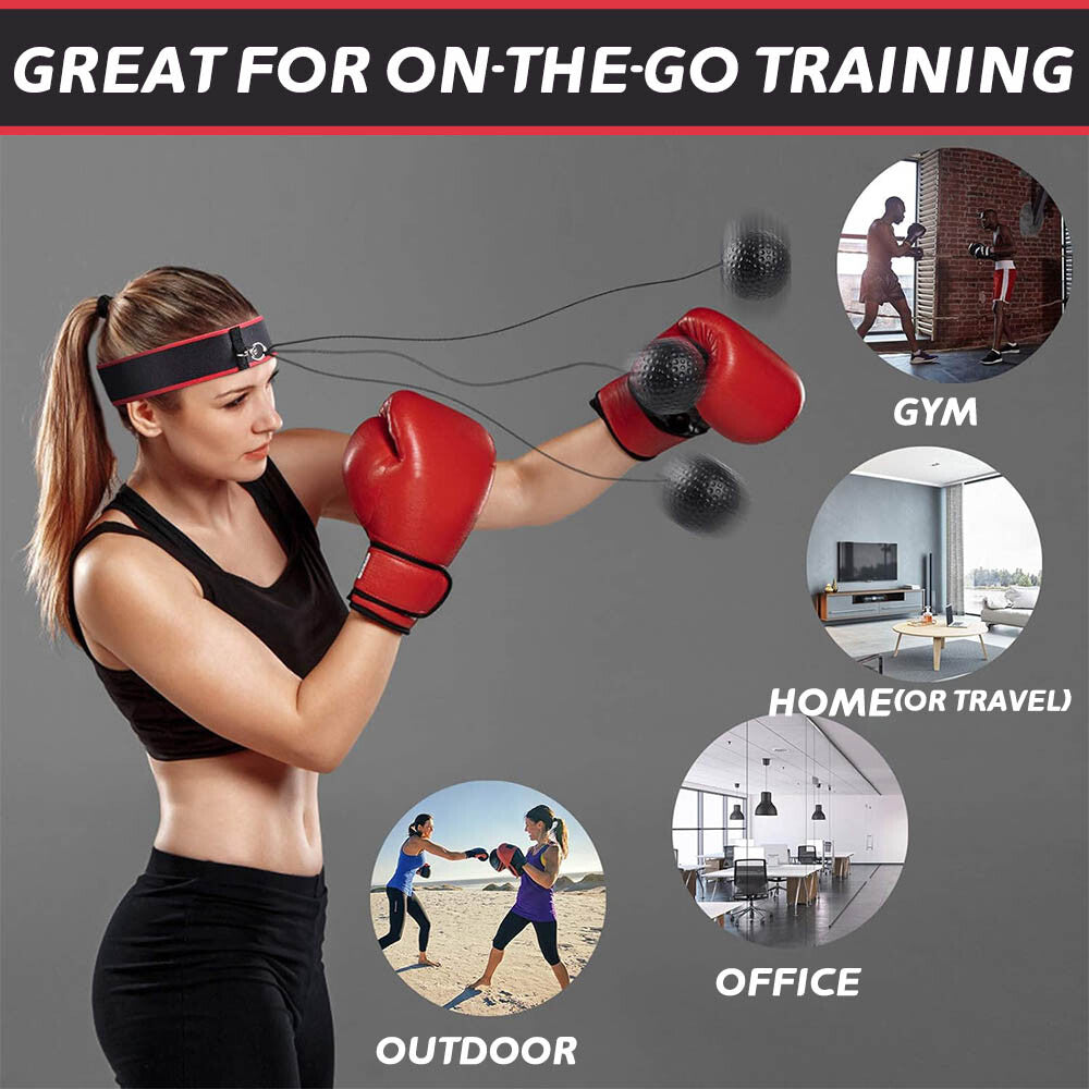 4-Level Boxing Reflex Ball Set with Adjustable Headbands for Kids & Adults
