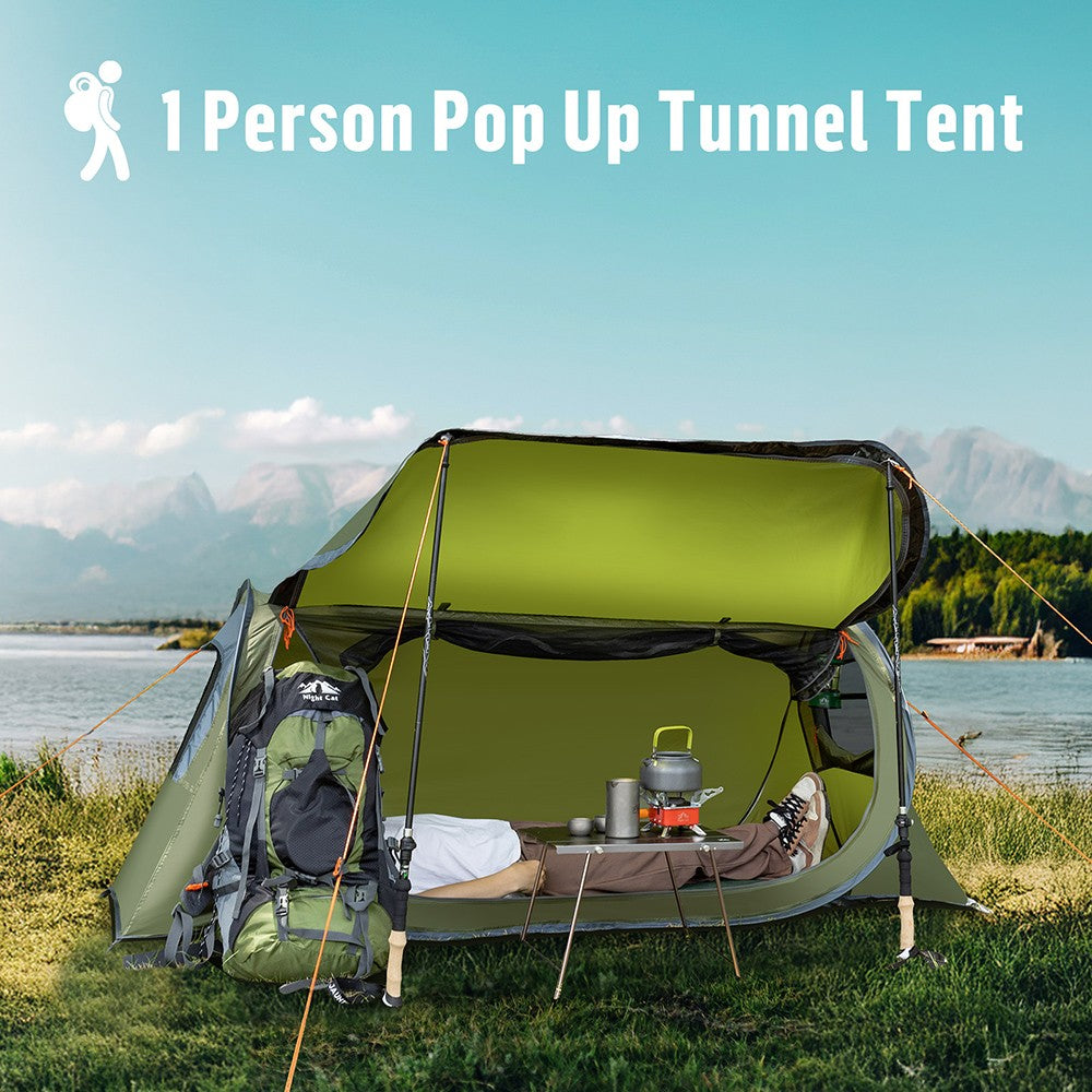 Compact Waterproof Pop-Up Camping Tent for Cyclists - Easy Setup & Fits with Camping Cot