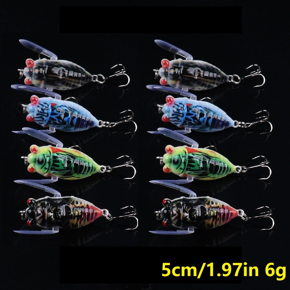 8pcs Crankbait Fishing Lures Cicada Bait Artificial Tackle Set