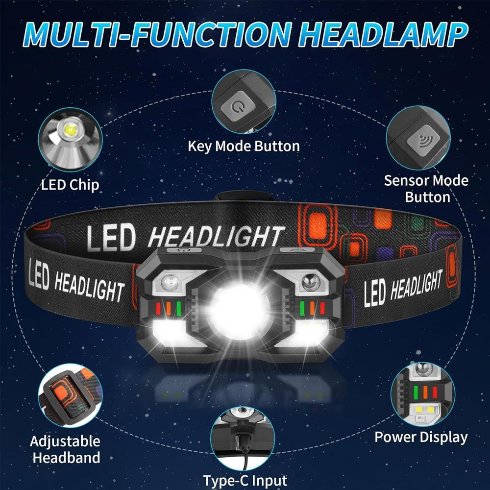Rechargeable LED Headlamp with Red Light for Running Hunting and Outdoor Activities