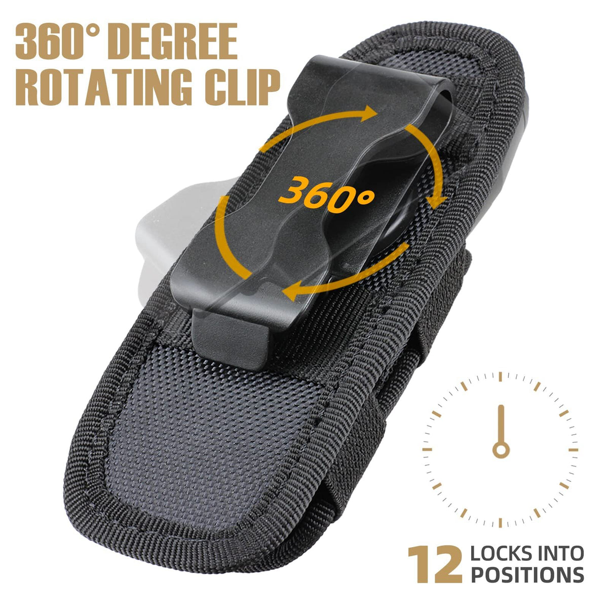 Tactical Nylon Flashlight Belt Holster - Molle Torch Case Pouch