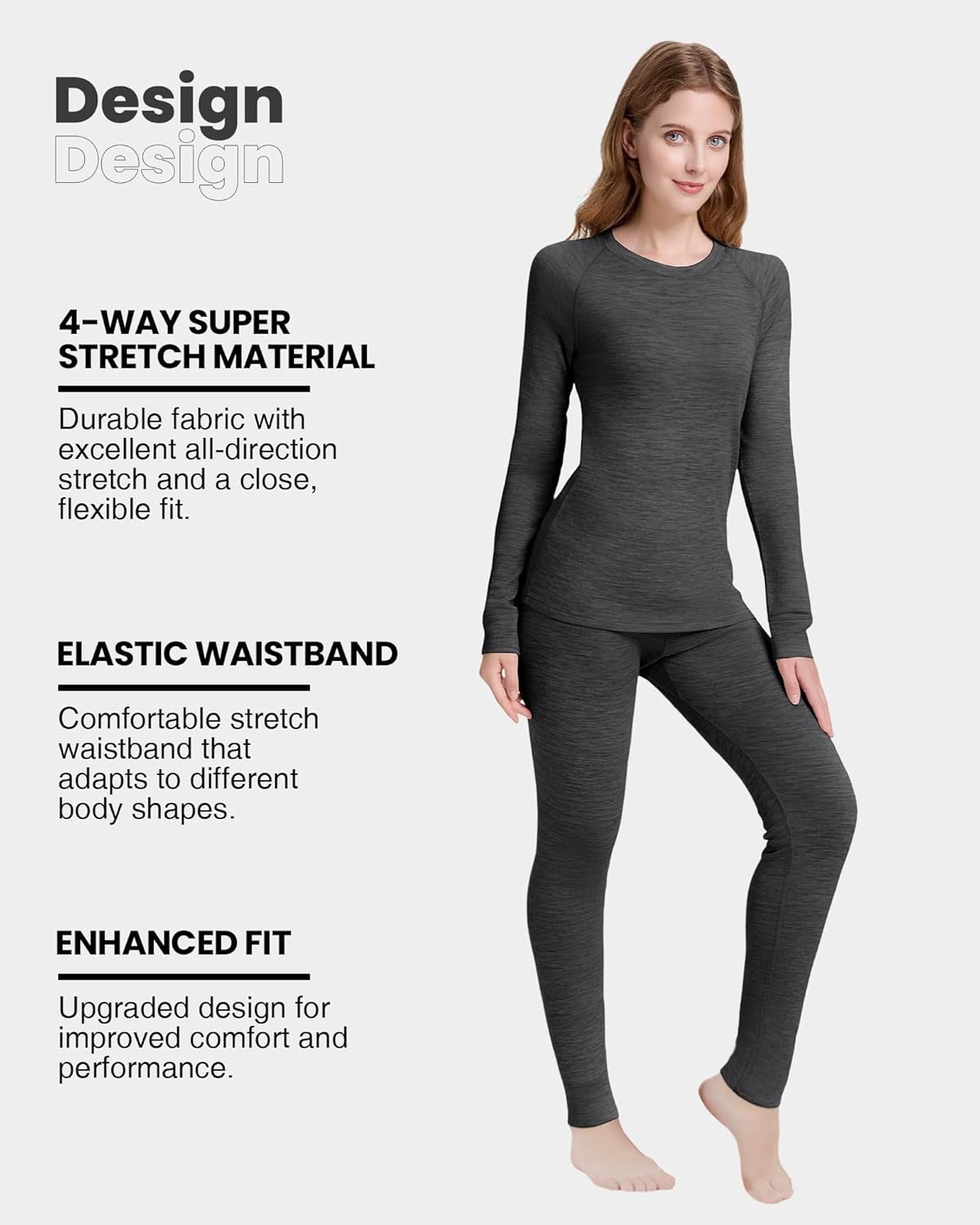 Women’s Merino Wool Base Layer Set Thermal Underwear Ski Cold Weather