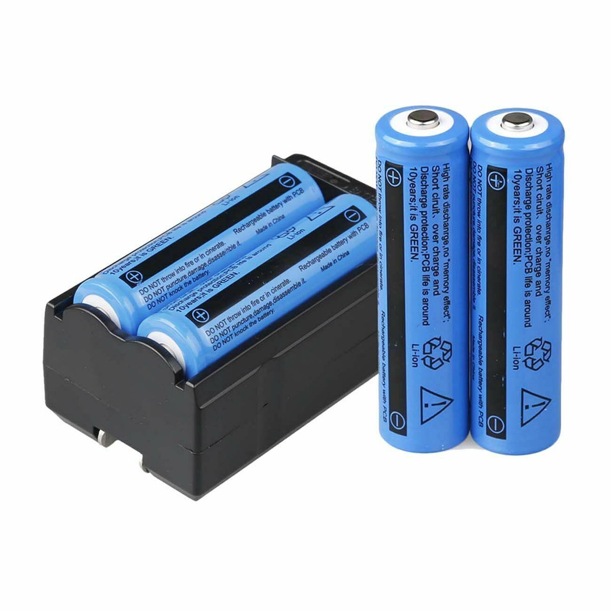 4 Pack Rechargeable 3000mAh 3.7V Lithium-ion Batteries with Dual Charger