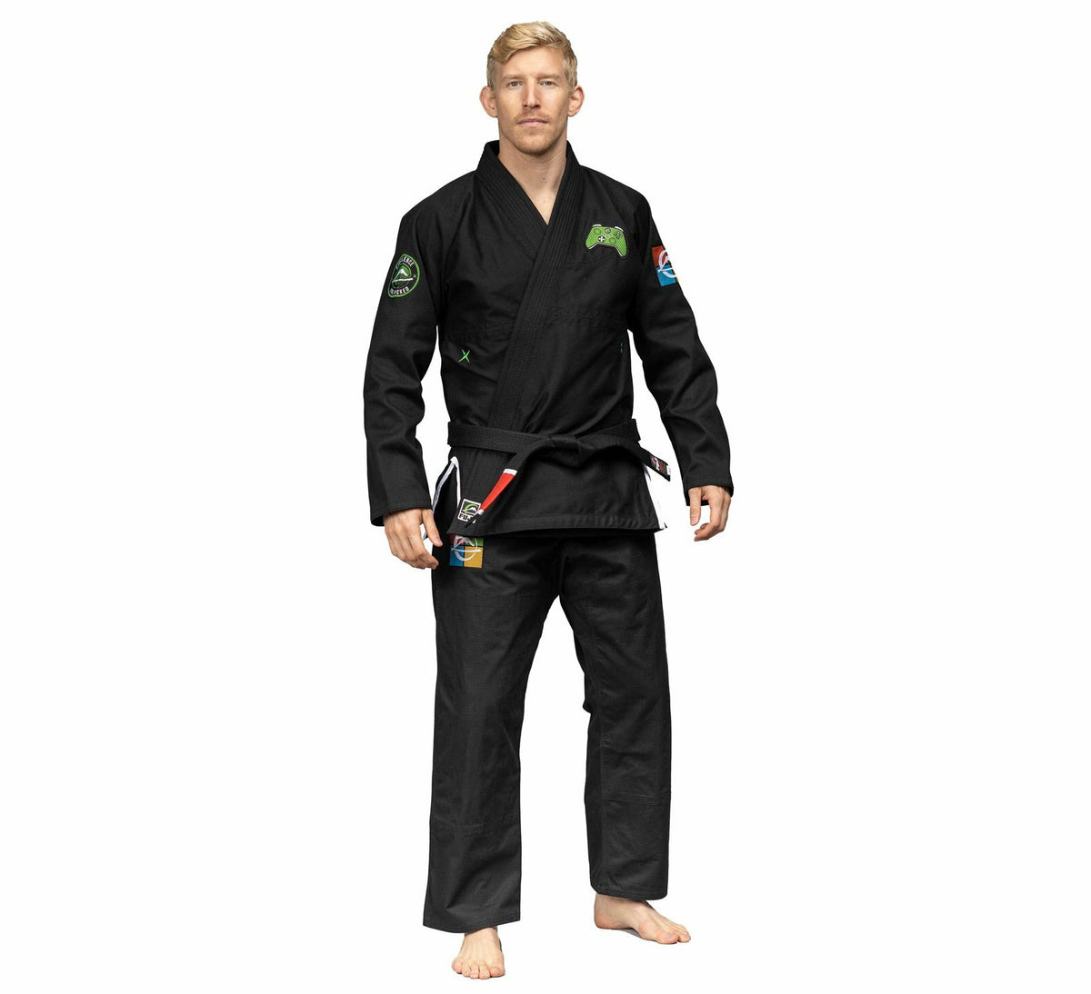Lightweight Mens Jiu-Jitsu Gi - Gamer Series, Black & Green - Fuji Suparaito