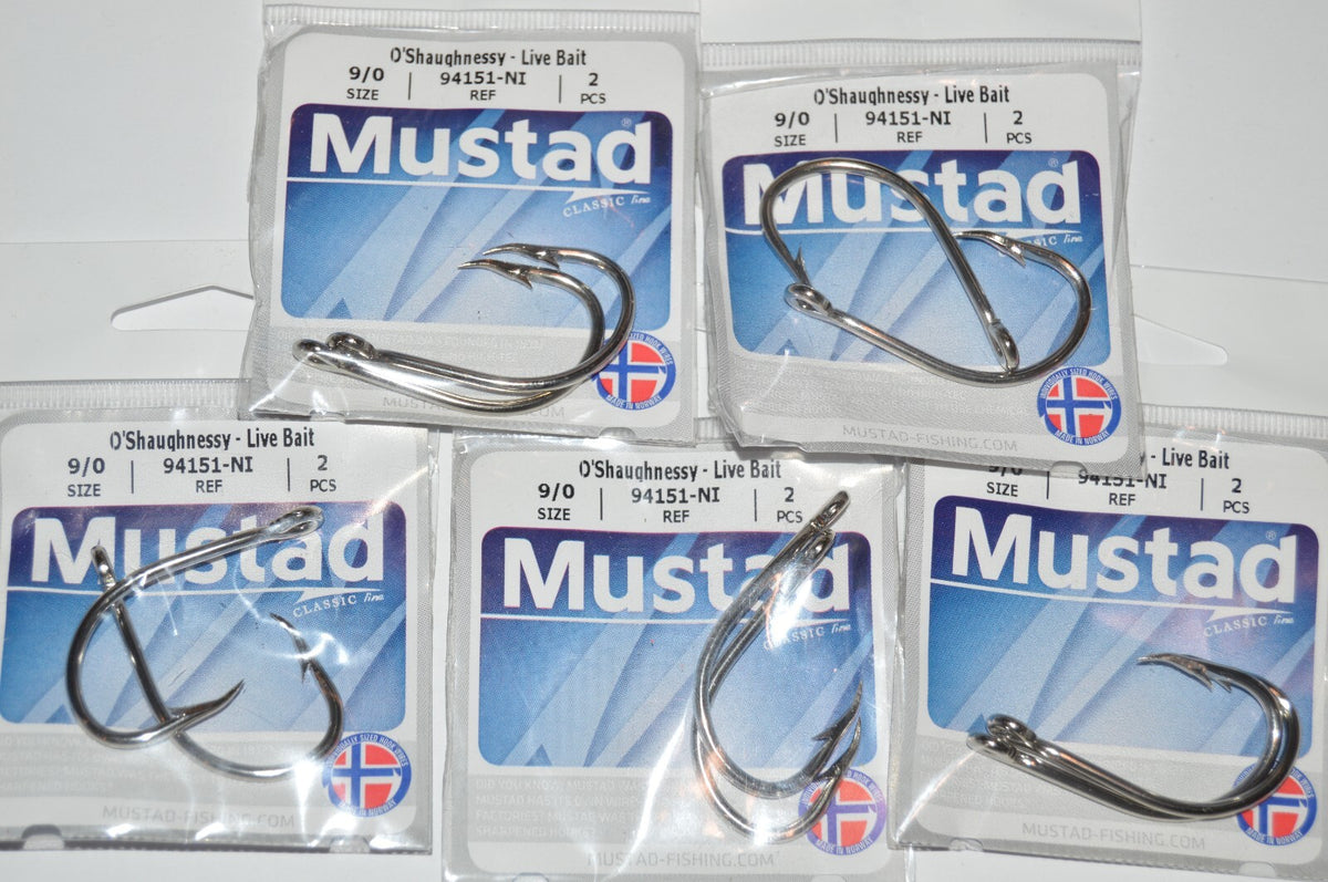 Mustad 9/0 Live Bait Fishing Hooks - 5 Pack O'Shaughnessy Style