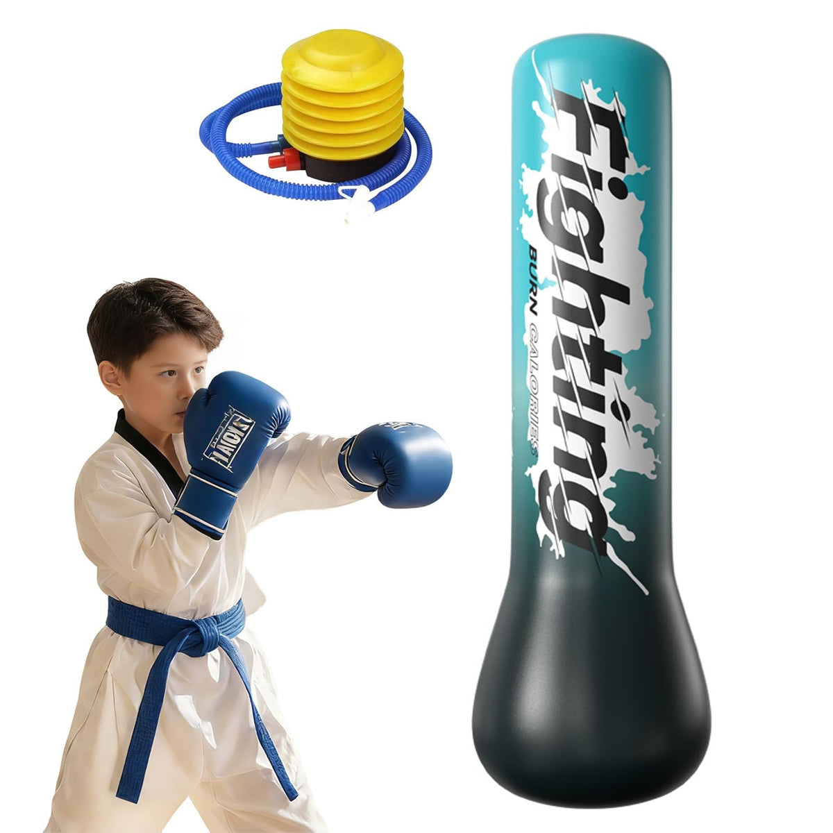 48 Inch Freestanding Inflatable Punching Bag for Kids & Adults Boxing Training