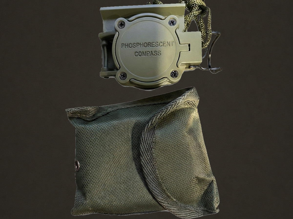 Military-Style Model 27 Phosphorescent Lensatic Compass for Outdoor Navigation