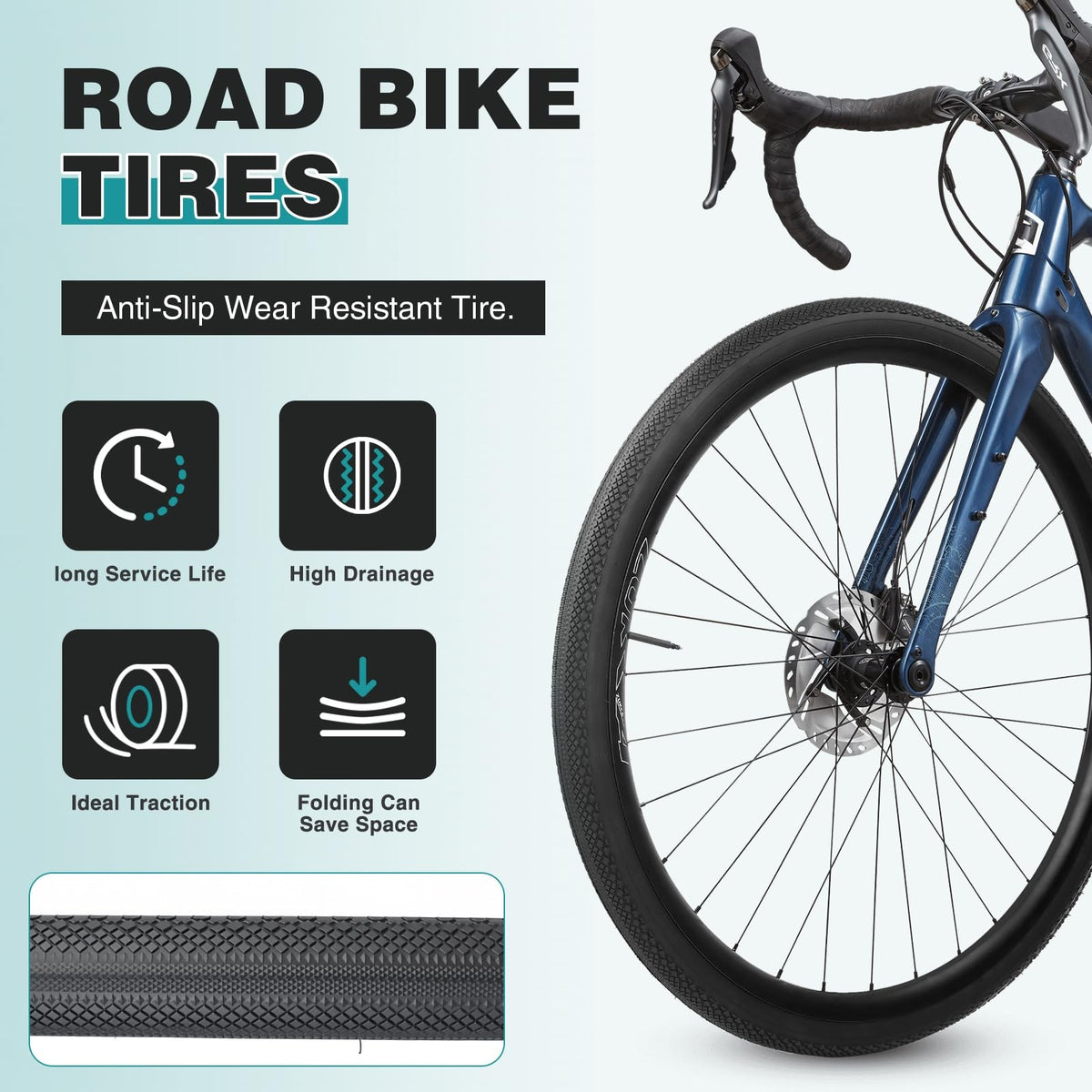 700x40/42C Gravel Bike Tires with Tubes - Foldable, Durable, for Off-Road & Road Cycling