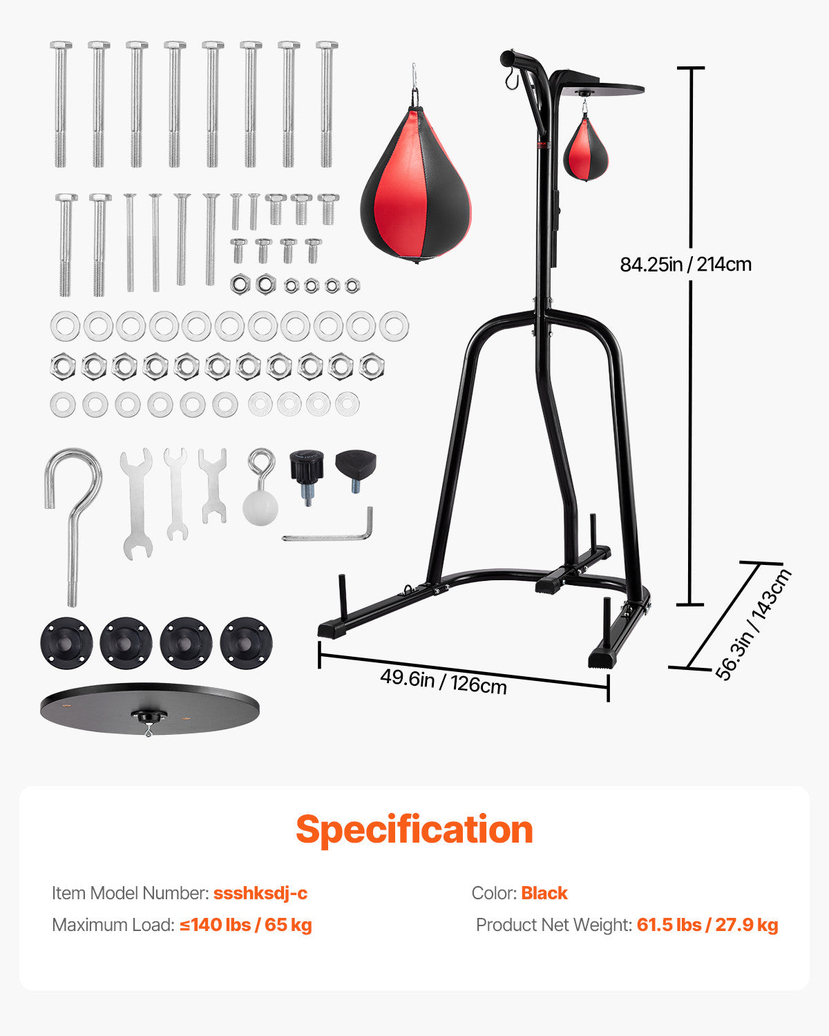 Heavy Duty Punching Bag Stand with Steel Frame for Boxing & Fitness