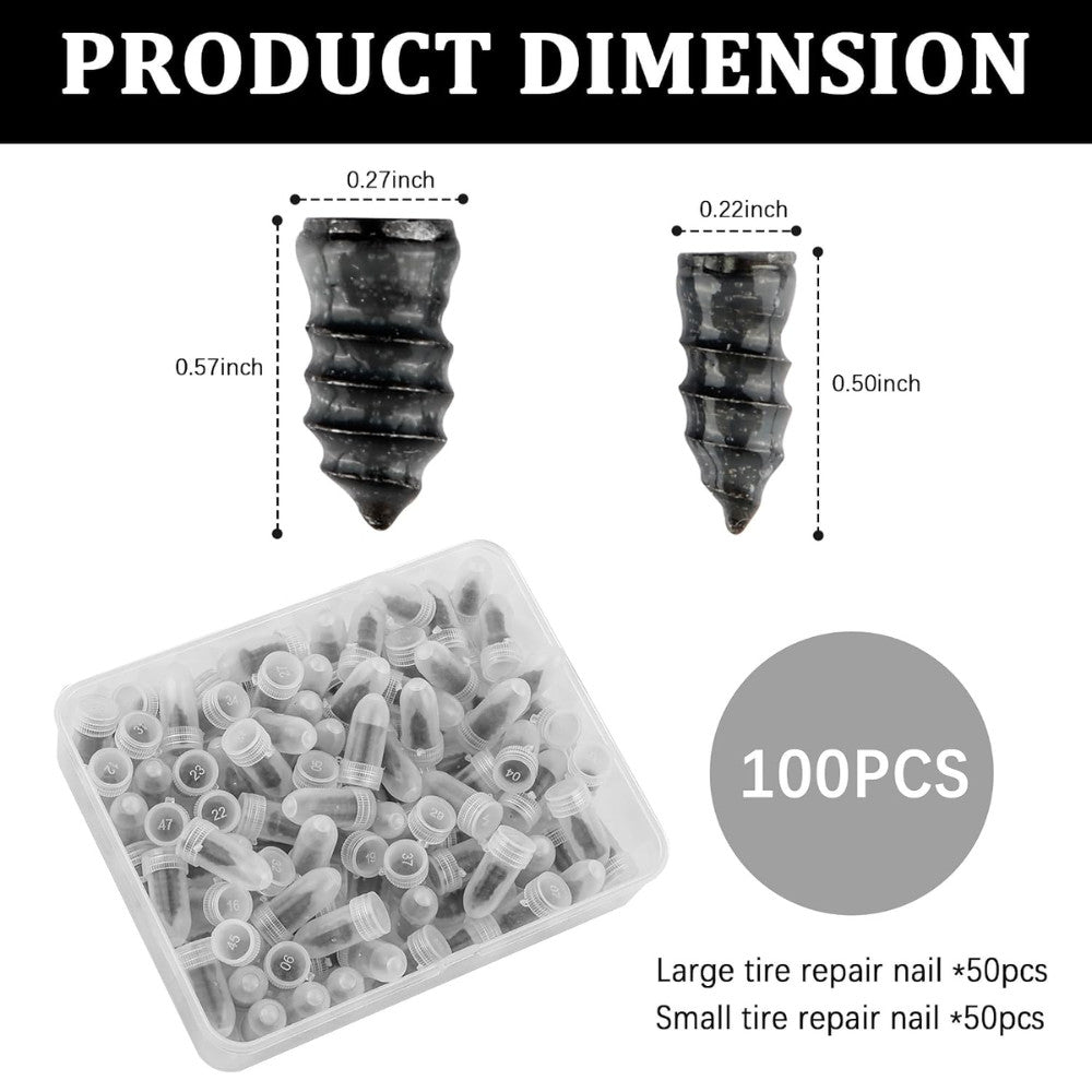 Car Tire Repair Kit 100PCS with Screwdriver Rubber Plugs for Flat Tires